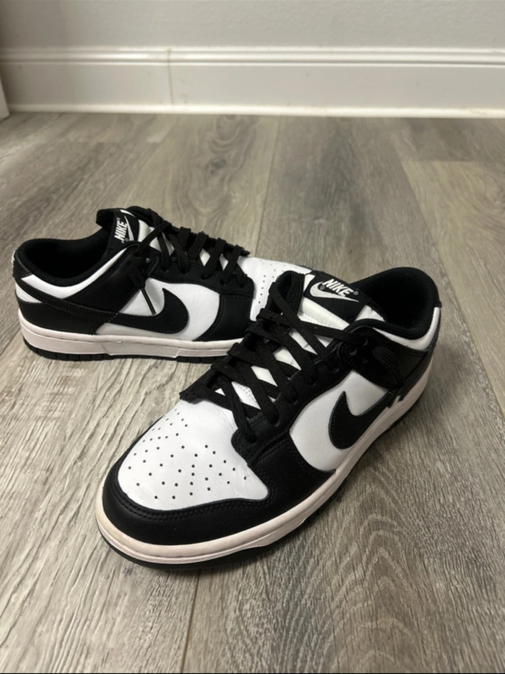 Nike Black and White Low-Top Dunk-Style Sneakers